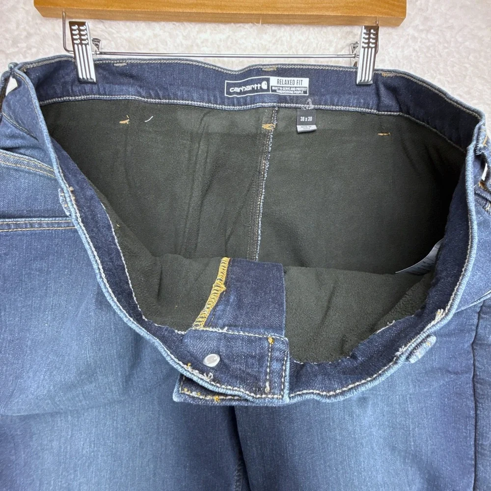 Carhartt Rugged Flex Relaxed Fit Fleece Lined Jeans Mens 38x30 BD4939-M‎ Blue